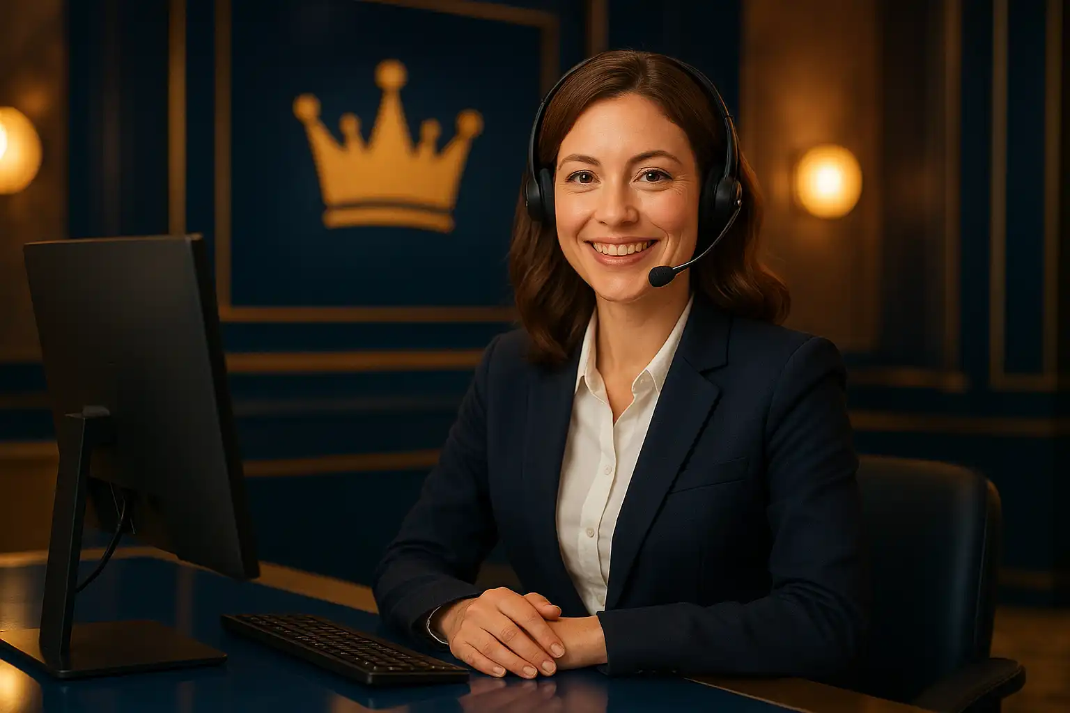 Friendly RaraWin support agent assisting a player via headset